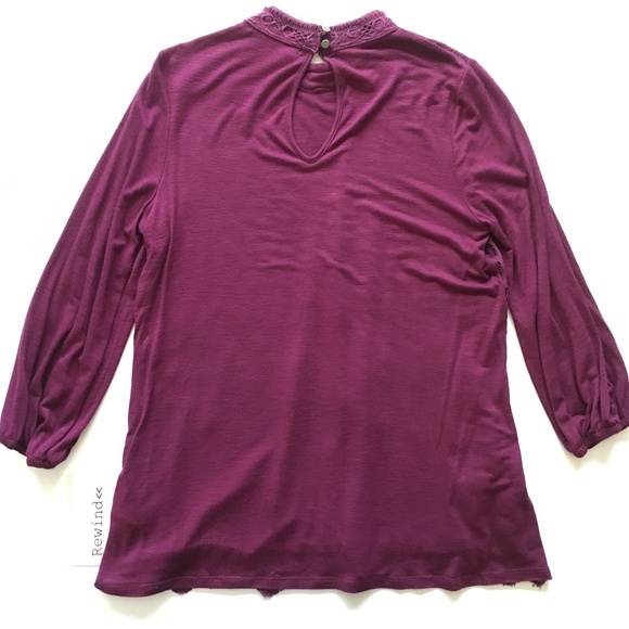 Rewind Wine Lace Overlay Top - Picture 5 of 7